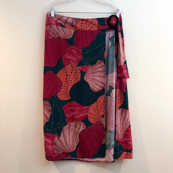 Bossa Nossa Pink Seashell Beach Cover Up Adjustable Lightweight Midi Skirt OS - Picture 2 of 9